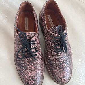 Dries Van Noten Pink and Black Patterned Oxfords